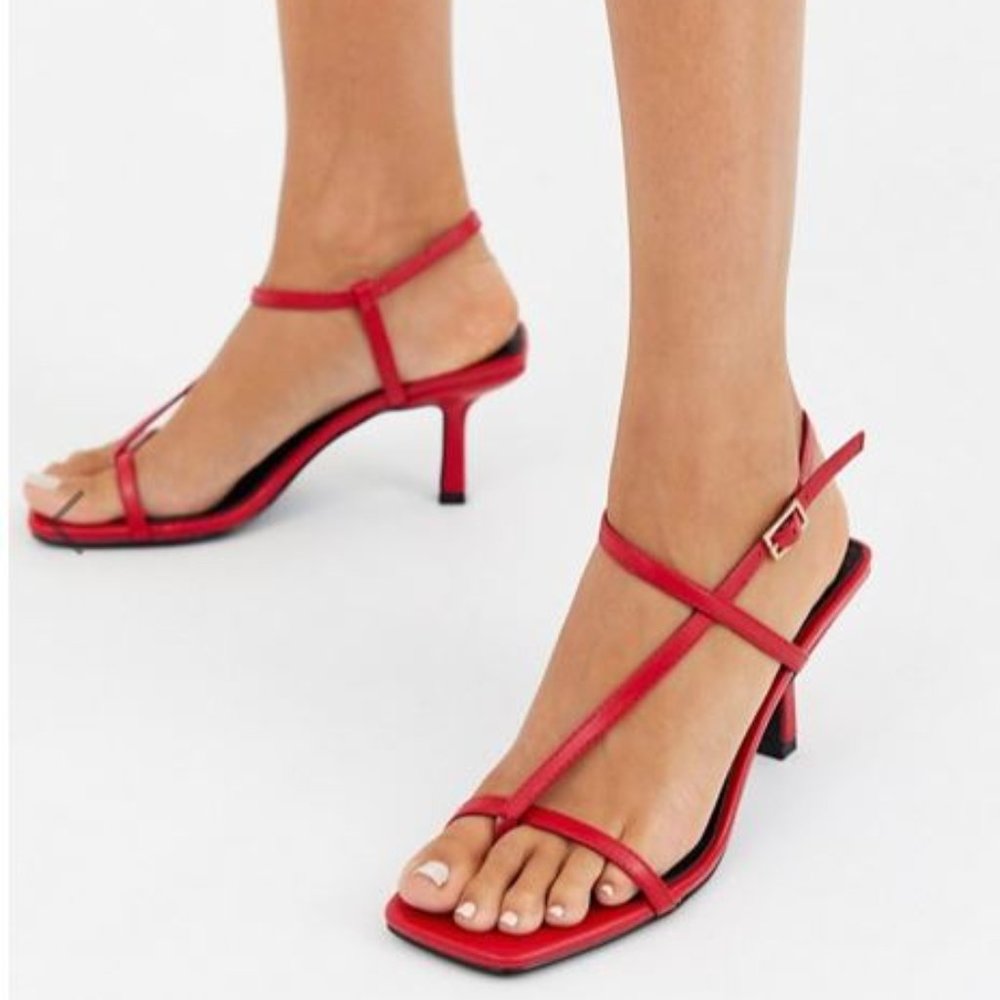 RAID Aadhya Strappy Heeled Sandals Red Size 7